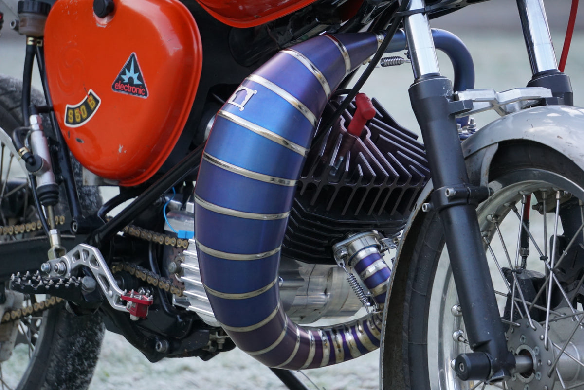 MTX130 Enduro Titan anodisiert Auspuffanlage S50, S51